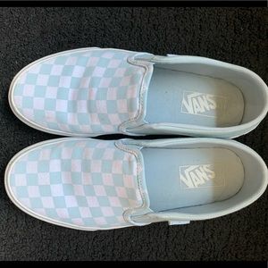 Light Teal Checkered Vans